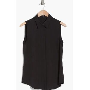 Theory Sleeveless Blouse Collared Top Casual Work Black Size L